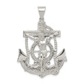 Sterling Silver Polished Mariner Crucifix Pendant, 45.5 x 29 mm