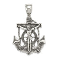 Sterling Silver Antiqued Crucifix Pendant, 45.5 x 29 mm