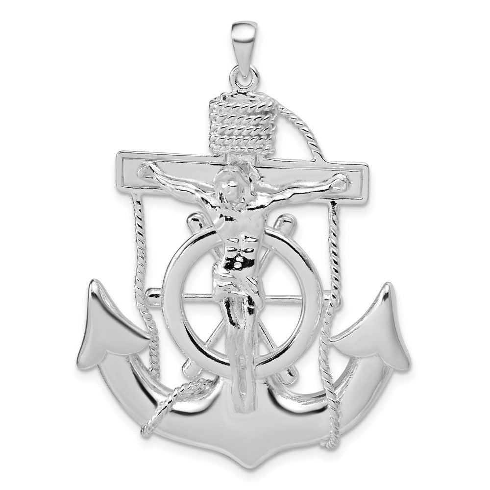 Sterling Silver Polished Mariner Cross Pendant, 53 x 35 mm