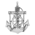 Sterling Silver Antiqued Mariner Cross Pendant, 53 x 35 mm