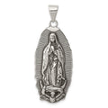 Sterling Silver Antiqued Religious Pendant, 46.1 x 18 mm