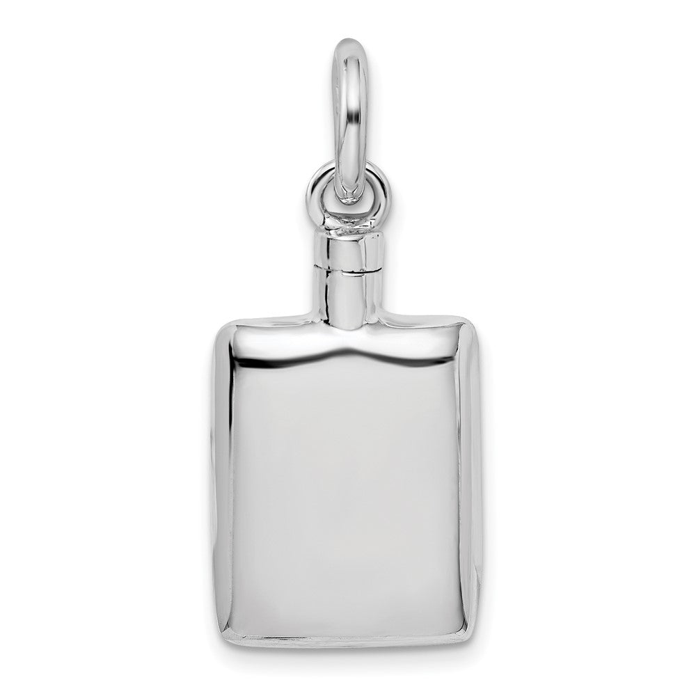 Sterling Silver Rhodium-plated Polished Rectangular Ash Holder Pendant, 22.85 x 14.7 mm