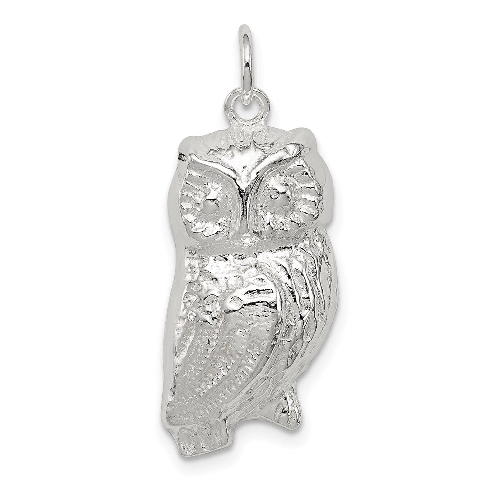 Sterling Silver Owl Charm, 25 x 12 mm