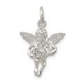 Sterling Silver Polished & Textured Angel Love Pendant, 24.51 x 15.32 mm