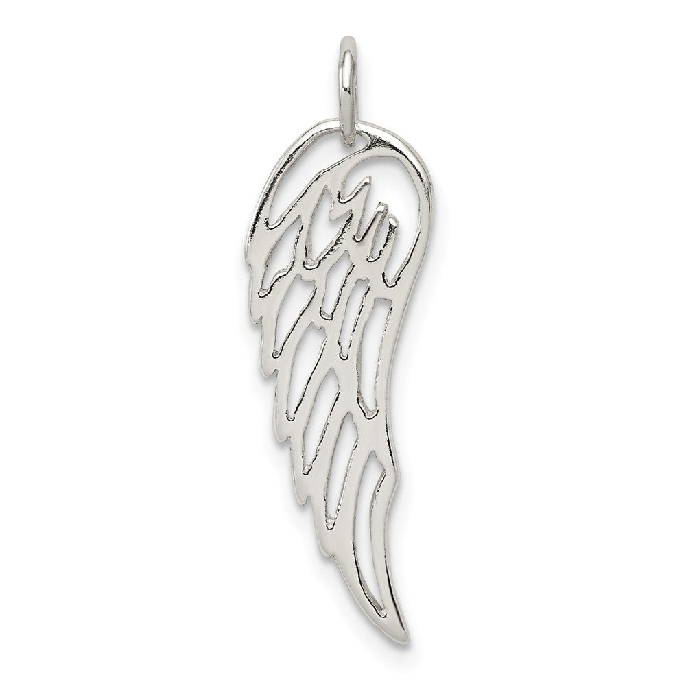 Sterling Silver Polished Angel Wing Charm, 27.48 x 8.43 mm
