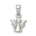 Sterling Silver Rhodium-plated Polished/Satin CZ Angel Pendant, 15.2 x 8.65 mm