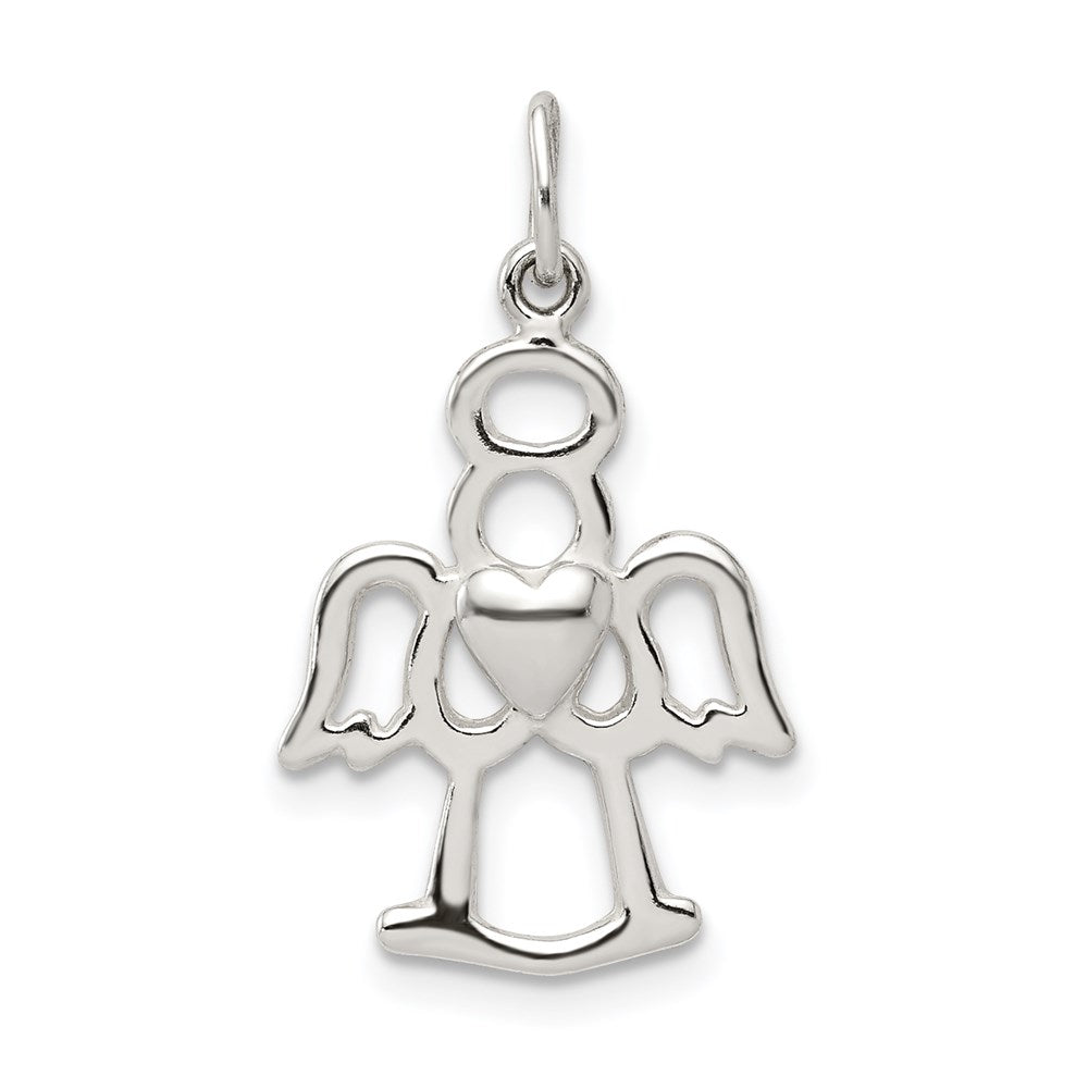 Sterling Silver Polished Angel w/ Heart Charm, 23.78 x 13.53 mm