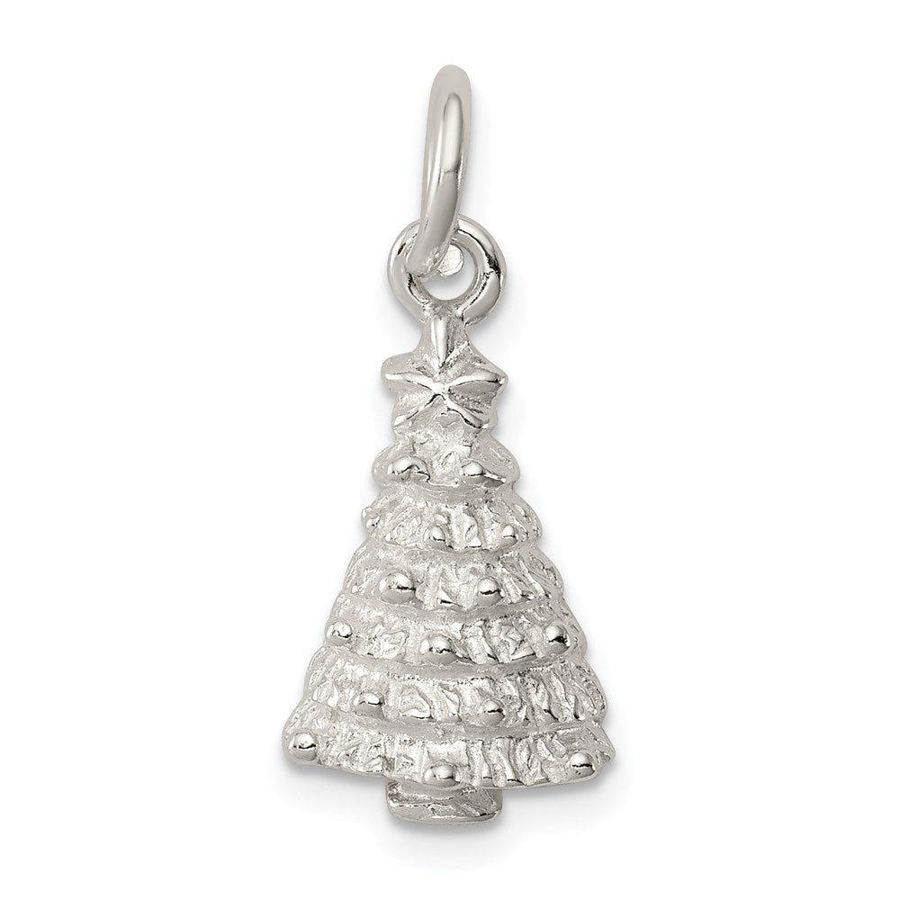 Sterling Silver Christmas Tree Charm, 22 x 10 mm