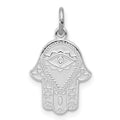 Sterling Silver Platinum-plated Polished Chamseh/Hamsa Pendant, 19.57 x 11.28 mm
