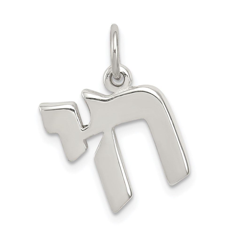 Sterling Silver Polished Chai Life Symbol Charm, 20.12 x 15.84 mm