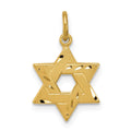 Sterling Silver Gold-tone Engraved Small Jewish Star Pendant, 18.88 x 11.38 mm