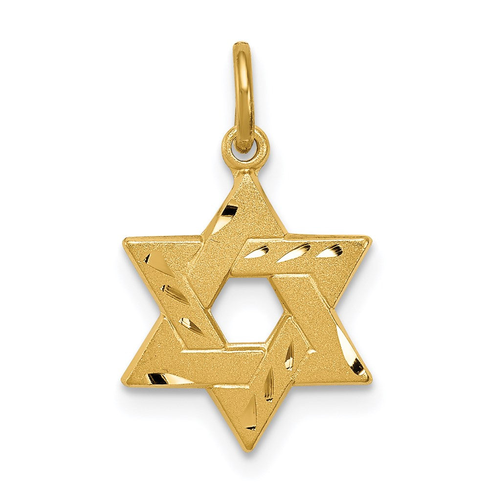 Sterling Silver Gold-tone Engraved Small Jewish Star Pendant, 18.88 x 11.38 mm