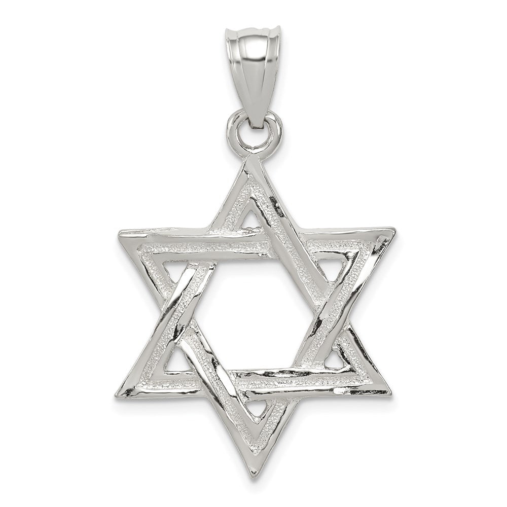 Sterling Silver Polished Star of David Pendant, 37.27 x 22.5 mm