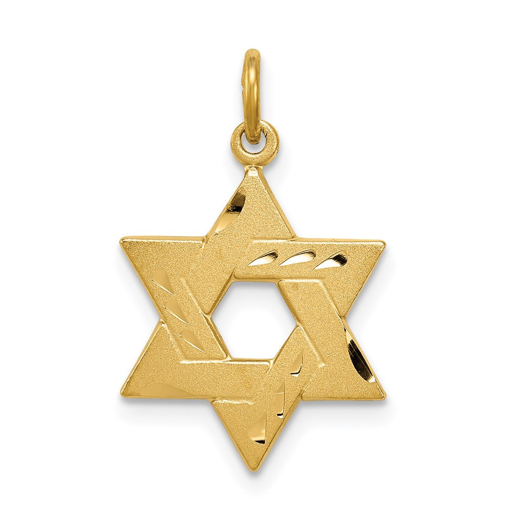 Sterling Silver Gold-tone Engraved Jewish Star Pendant, 22 x 13.53 mm