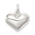Sterling Silver Polished Puff Heart Charm, 9.6 x 12.3 mm