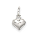 Sterling Silver Polished Puff Heart Charm, 11 x 6 mm
