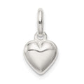 Sterling Silver Polished Puff Heart Charm, 14.7 x 8 mm