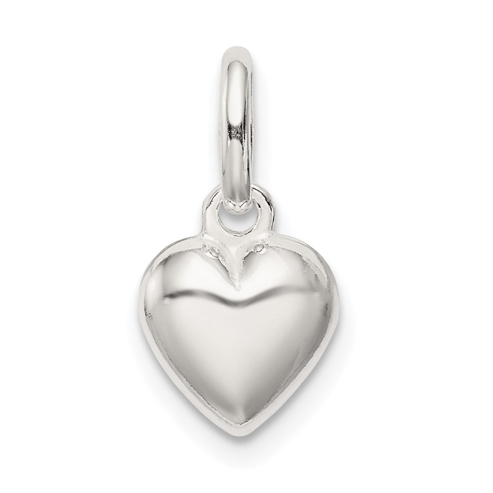 Sterling Silver Polished Puff Heart Charm, 14.7 x 8 mm