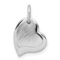 Sterling Silver Rhodium-plated satin and Polished Two Piece Heart Pendant, 11.7 mm