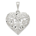 Sterling Silver Polished Filigree Heart Pendant, 23.3 mm