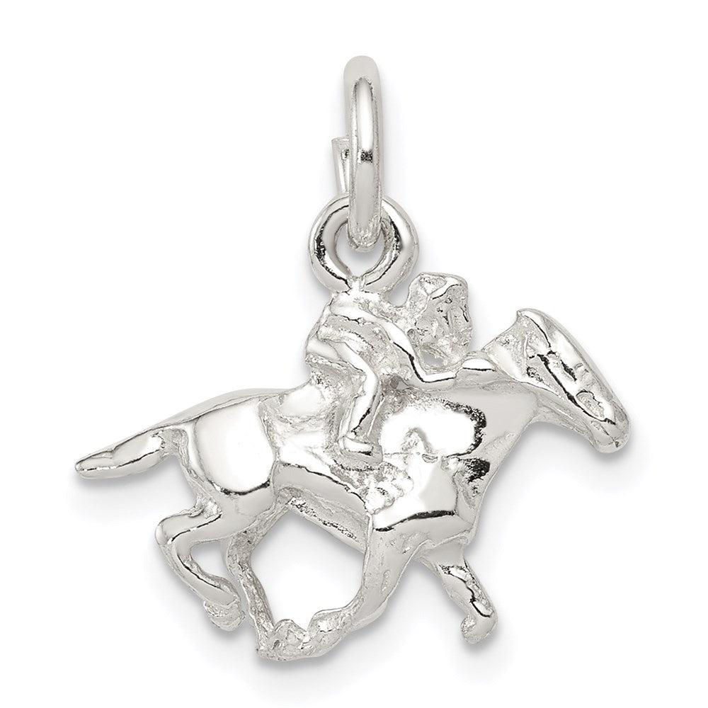 Sterling Silver Horse w/Rider Charm, 15 x 17 mm