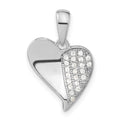 Sterling Silver Polished CZ Heart Pendant, 19.5 x 12.65 mm