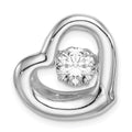 Sterling Silver Platinum-plated Vibrant CZ Heart Pendant, 17 mm