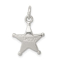 Sterling Silver Sheriff's Badge Charm, 18 x 15 mm