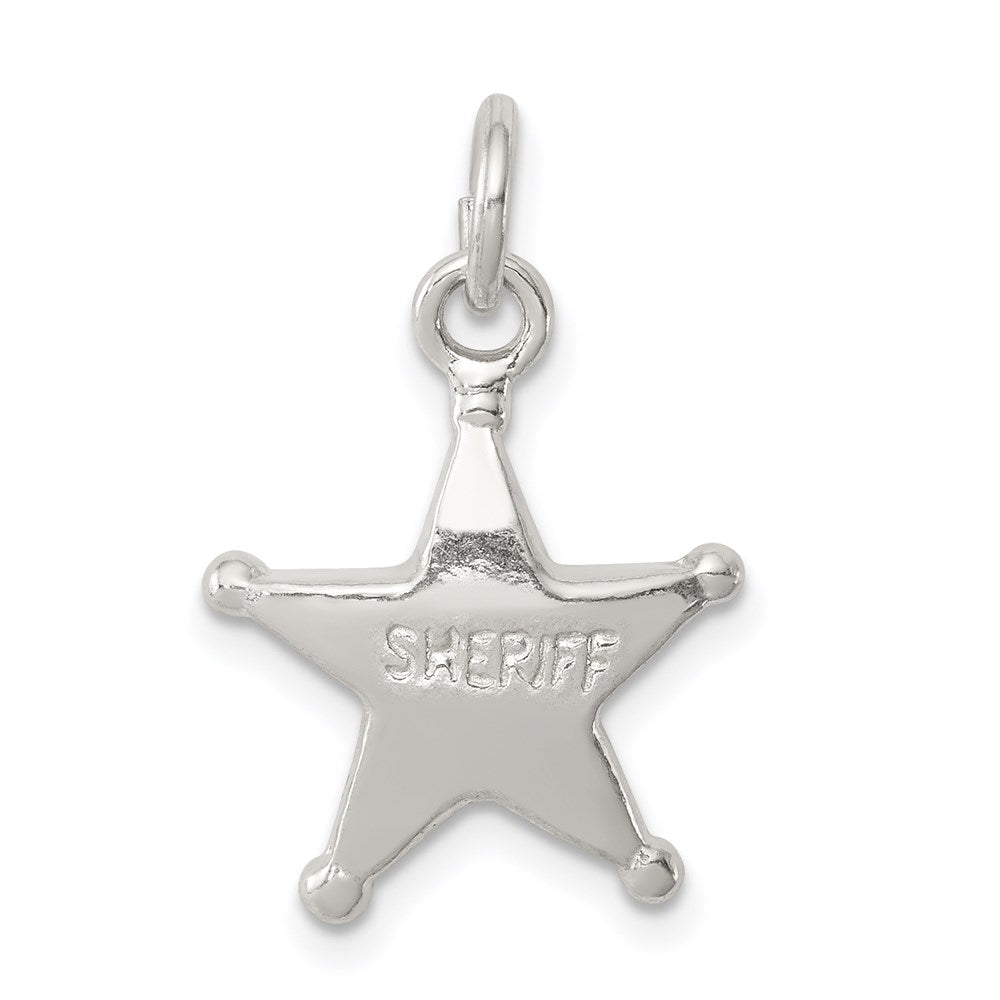 Sterling Silver Sheriff's Badge Charm, 18 x 15 mm