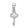Sterling Silver Rhodium-plated Children's Key Pendant, 15.5 mm