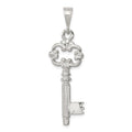 Sterling Silver Polished & Textured Key Pendant, 36 mm