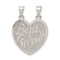 Sterling Silver Polished Best Friends Break Apart Heart Pendant, 19.45 mm