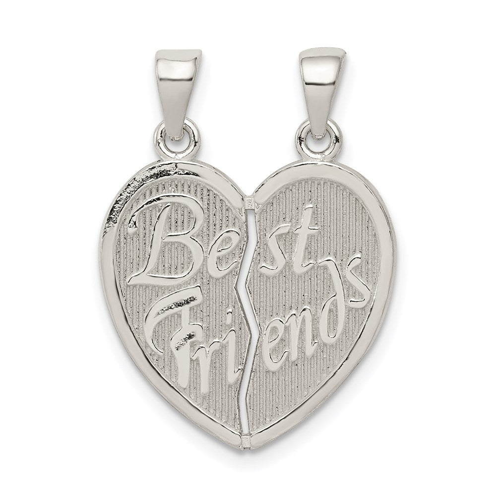 Sterling Silver Polished Best Friends Break Apart Heart Pendant, 19.45 mm