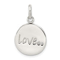 Sterling Silver Polished and Diamond-cut LOVE CZ Charm, 15.4 mm