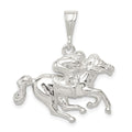 Sterling Silver Race Horse Charm, 21 x 29 mm