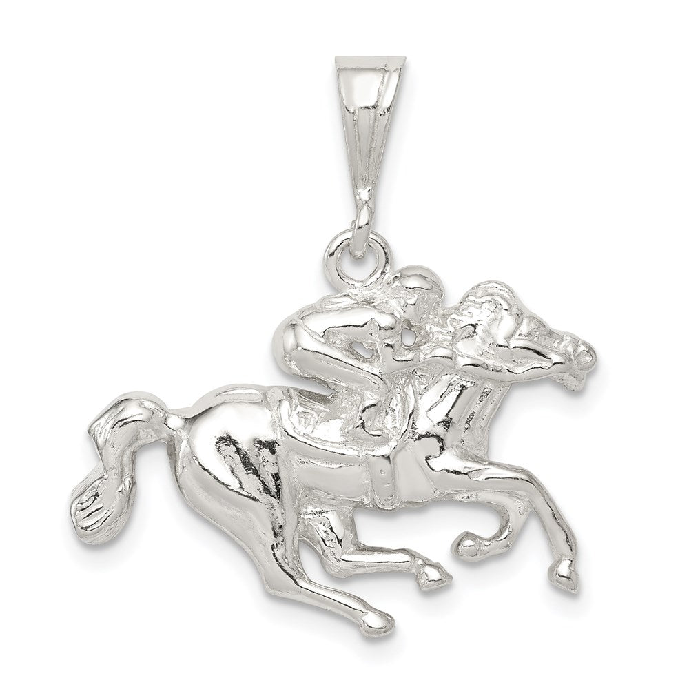 Sterling Silver Race Horse Charm, 21 x 29 mm