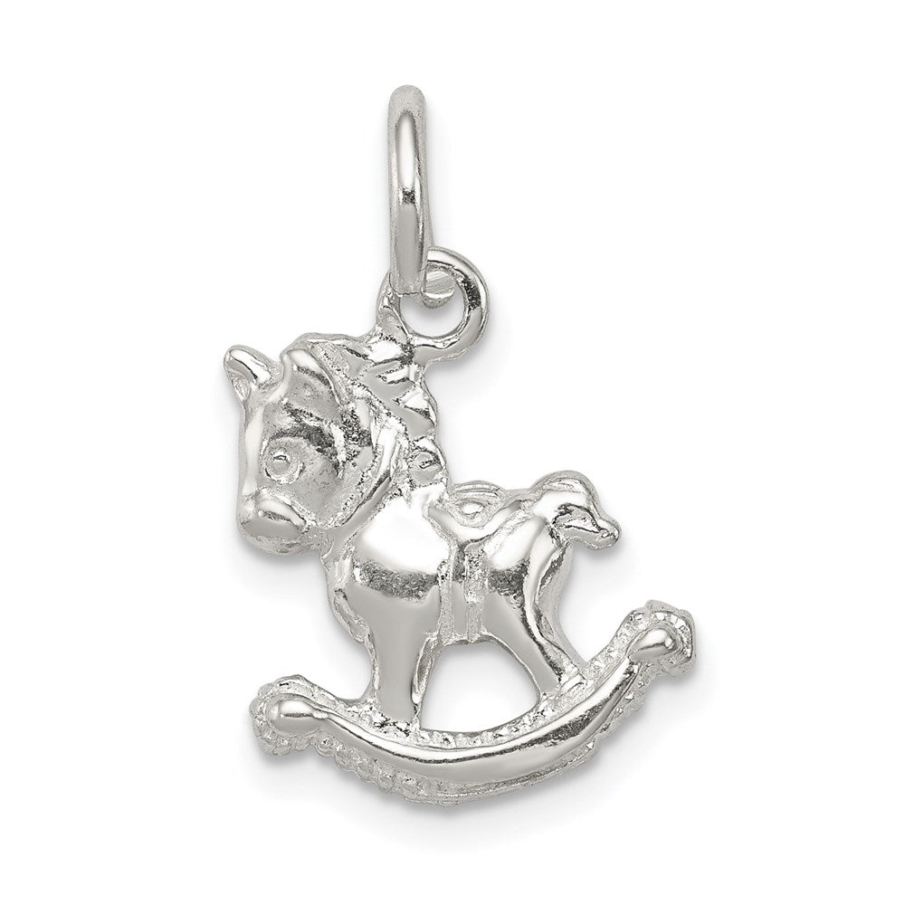 Sterling Silver Polished Rocking Horse Pendant, 14 mm