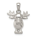 Sterling Silver Rhodium-plated Polished/Satin Moose Pendant, 15 mm