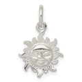 Sterling Silver Polished Face in Sun Pendant, 13 x 13 mm