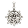 Sterling Silver Antiqued Sun & Half Moon Face Pendant, 27 x 26.6 mm
