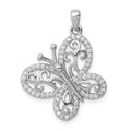 Sterling Silver Rhodium-plated Polished CZ Butterfly Pendant, 21 x 20.5 mm