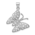 Sterling Silver Rhodium-plated CZ Butterfly Pendant, 21.5 x 21.85 mm