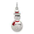 Sterling Silver Polished Enamel Snowman Pendant, 20 x 9.85 mm