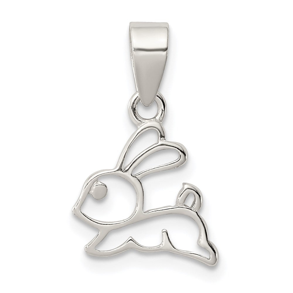 Sterling Silver Rhodium-plated Polished Bunny Pendant, 10.5 x 10.5 mm