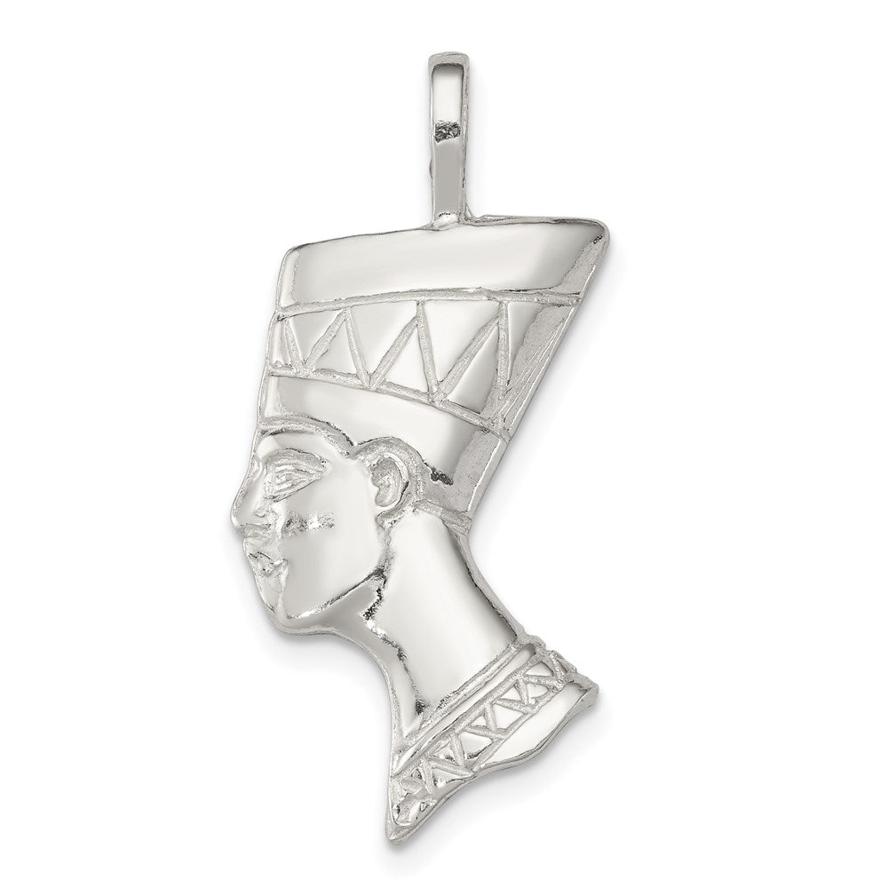 Sterling Silver Polished Nefertiti Head Pendant, 23 x 12 mm