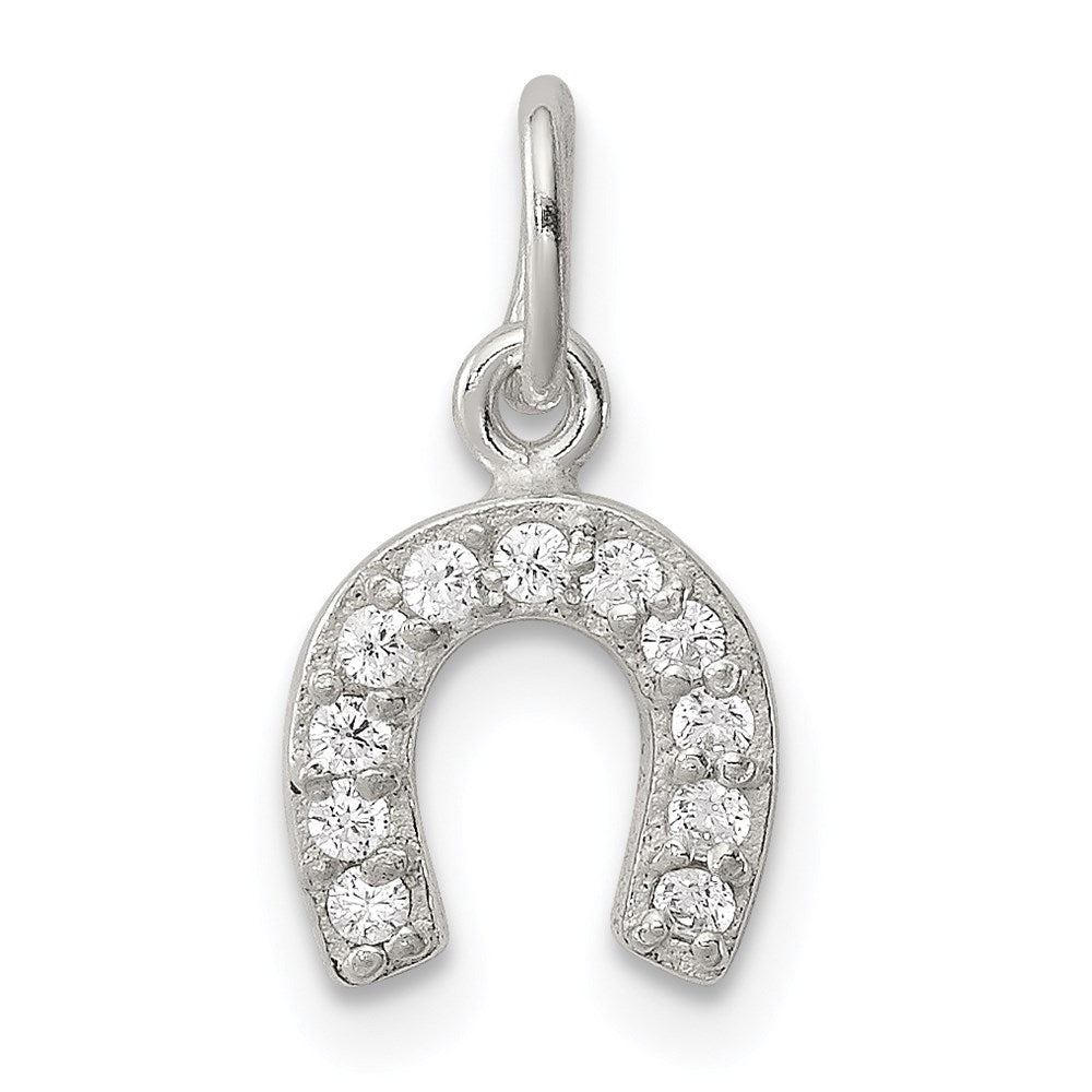 Sterling Silver Polished Horseshoe CZ Charm, 8 x 8 mm