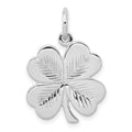 Sterling Silver Rhodium-plated Polished/Textured 4 Leaf Clover Pendant, 17 x 17 mm