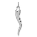 Sterling Silver Rhodium-plated Polished Italian Horn Pendant, 27 x 6 mm