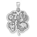 Sterling Silver Antiqued Good Luck Icon Clover Pendant, 20 x 18 mm