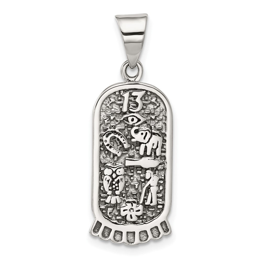 Sterling Silver Antiqued Good Luck Icon Pendant, 23 x 11 mm